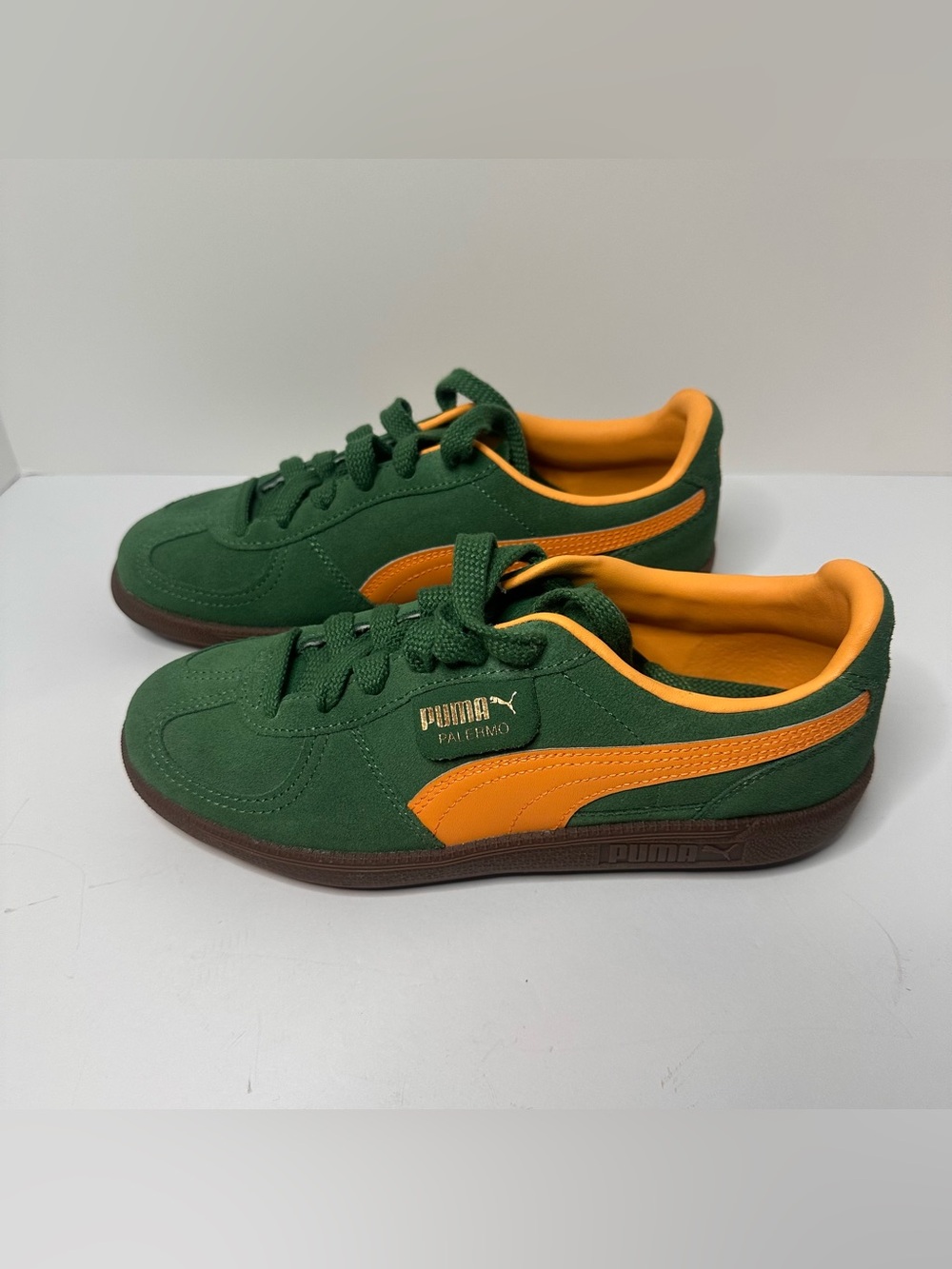 Puma Palermo Vine Clementine Green Orange Sneakers 397271 05 Youth Size 5.5
